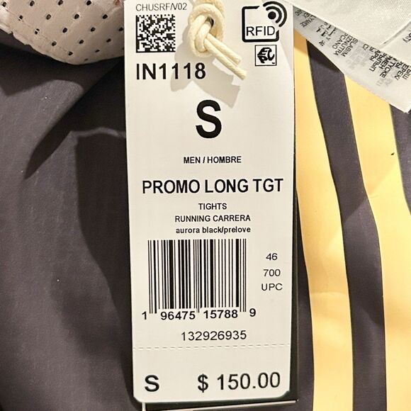 Adidas Pro Elite Promo Men Size S-L Aurora Black Yellow Pink Running Long Tights - Picture 6 of 8